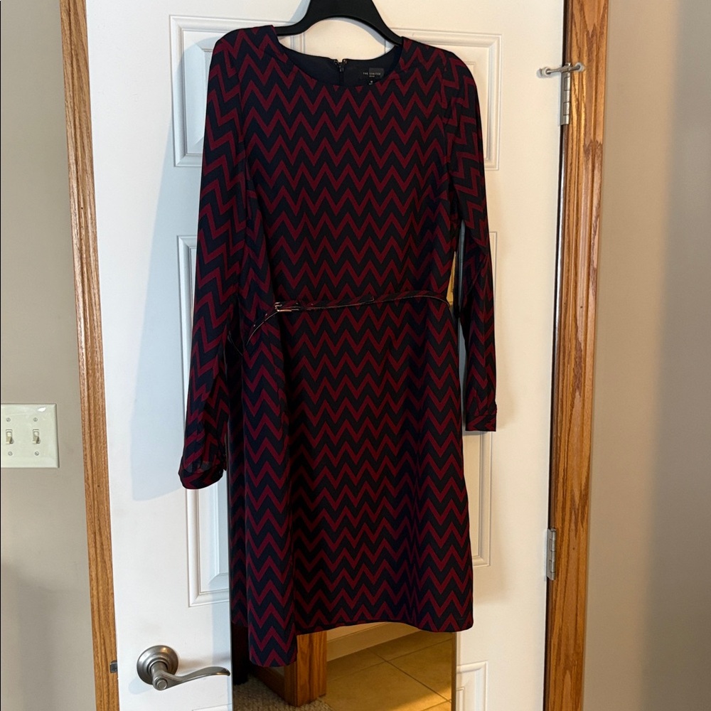 The Limited Red and Black Chevron Dress